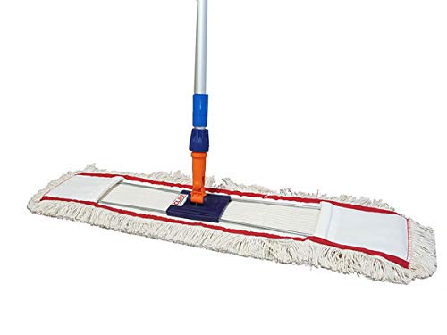 Clim Profesional® - Mopa plana industrial de algodón de 100 cms con bastidor abatible y mango de aluminio 150 cms para limpieza de suelos en seco y húmedo Clim Profesional® - Mopa plana industrial de algodón de 100 cms con bastidor abatible y mango de aluminio 150 cms para limpieza de suelos en seco y húmedo