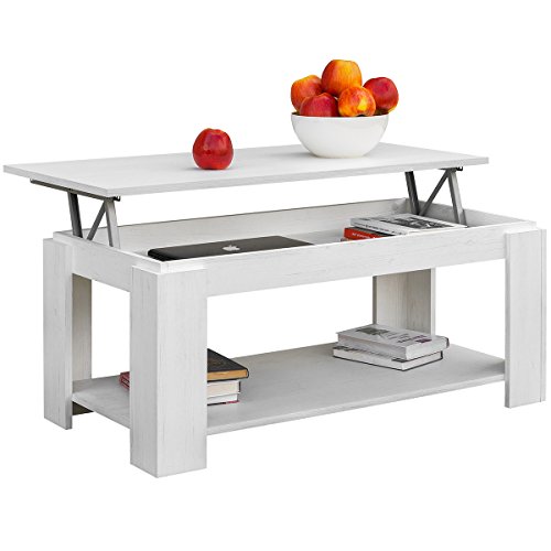 COMIFORT Mesa de Centro Elevable - Mueble con Revistero, Gran Almacenaje, Estilo Moderno, Muy Resistente, Fabricada en Europa, Color Nordic COMIFORT Mesa de Centro Elevable - Mueble con Revistero, Gran Almacenaje, Estilo Moderno, Muy Resistente, Fabricada en Europa, Color Nordic
