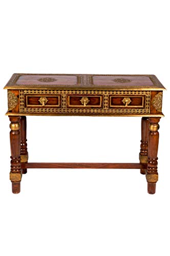 Consola antigua Assla de 118 cm, color marrón, estilo vintage, tallada a mano, estilo oriental