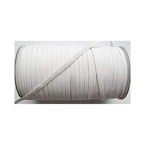 Cordón plano elástico blanco 8, con 5 mm de ancho suministrado por The Cut Sew Company en longitudes de 10 metros