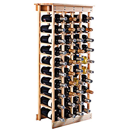COSTWAY Estante de Vino Botellero para 44 Botellas Madera Armario para Vino Soporte Minibar