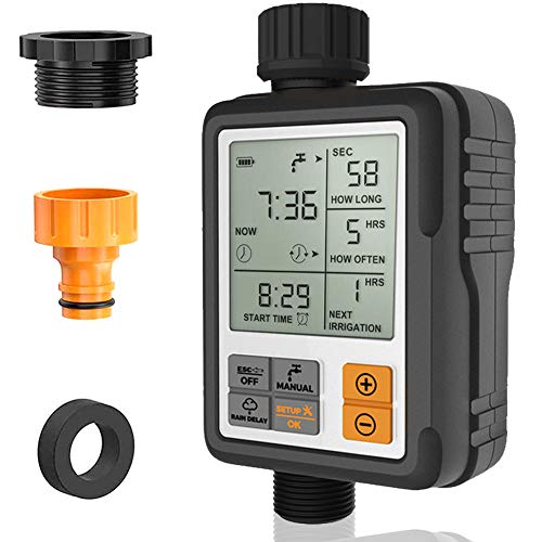 CROSOFMI Programador Riego Jardin Temporizador de Riego Automatico Control Pantalla Grande de 3 Pulgadas CROSOFMI Programador Riego Jardin Temporizador de Riego Automatico Control Pantalla Grande de 3 Pulgadas