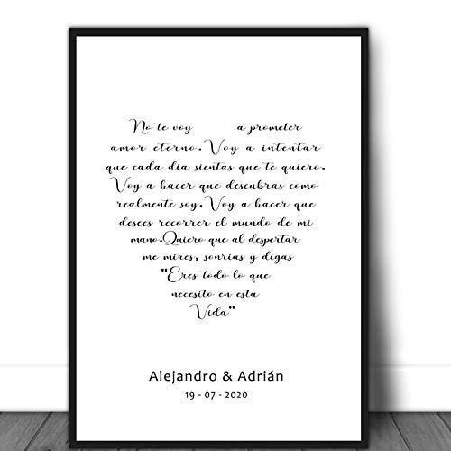 Cuadro personalizado con frase de amor. Marco incluido. San Valentín. Elige tamaño, color del marco y modelo. Boda, Novios, Regalo original parejas. Hecho en España. Cuadro personalizado con frase de amor. Marco incluido. San Valentín. Elige tamaño, color del marco y modelo. Boda, Novios, Regalo original parejas. Hecho en España.