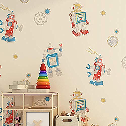 Cute Cartoon Robot Children s Room Wallpaper Girl boy Bedroom Senior Glossy Non-Woven Wallpaper Pared Pintado Papel tapiz 3D Decoración dormitorio Fotomural sala sofá pared mural-350cm×256cm