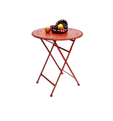 DanDiBo Mesa de metal para jardín (redonda, diámetro de 65 cm), color rojo