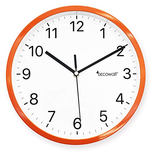 DECOWALL DSH-H22OR 8.8" Sin Tictac Reloj de Pared Silencioso Bricolaje Moderno Decoración para Hogar Habitación Vivienda Dormitorios Oficina Cocina (22.5cm, Naranja)