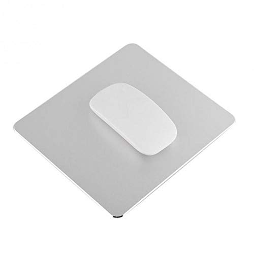 DIGIFLEX Tapete para ratón aluminio-Antideslizante metal-Impermeable resistente y duradero-Diseño moderno y elegante-Protección mesa juegos en casa-22x18cm-Plata
