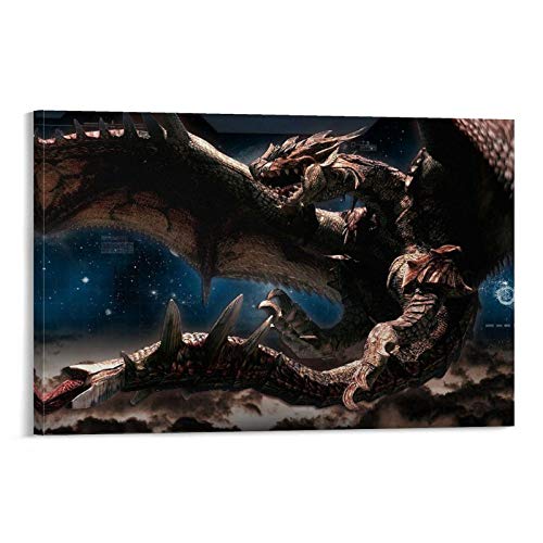 DRAGON VINES Póster de Game Mhw Monster Hunter World Dinosaur Ancient Creature Overlord University, lienzo de pintura para sala de estar o dormitorio, 60 x 90 cm