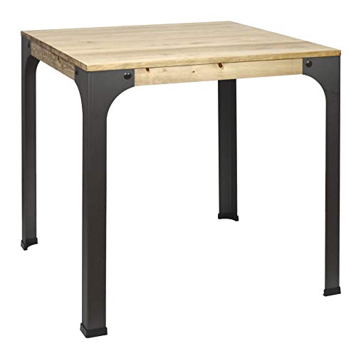 DS Dropshipping Mesa Bristol Estilo Industrial en Madera Maciza Acabado Vintage y Acero Lacado 70x70 75cm Altura DS Dropshipping Mesa Bristol Estilo Industrial en Madera Maciza Acabado Vintage y Acero Lacado 70x70 75cm Altura
