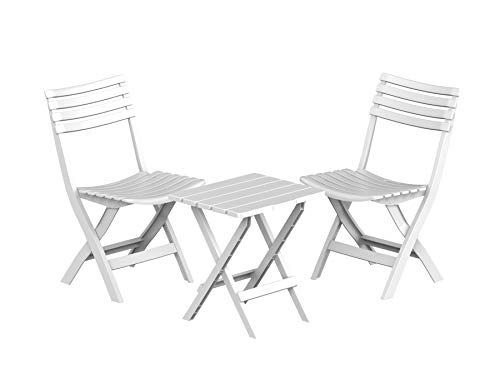Duramax Conjunto Dos sillas y una Mesa de PVC, Blanco