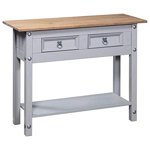 E E-NICES Mesa Consola Corona Range de Pino Mexicano Gris 90x34,5x73 cm