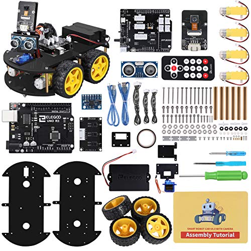 ELEGOO UNO R3 Kit de Coche Robot Inteligente V4.0 Compatible con Arduino IDE con Módulo de Seguimiento de Línea, Sensor Ultrasónico, Módulo IR, Kit Robótico Coche Educativo Stem para Niño, Adulto