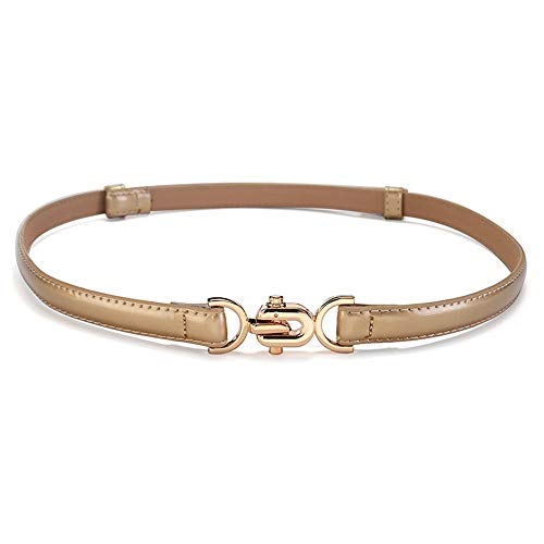 Elodiey The Tie Waist Belt Estilo Moderno En Negocios Minimalista Mobiliario Vestidos De Verano Correas Pequeñas De Cuero (Color : Das Gold, Size : One Size)