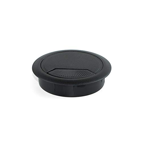 EMUCA - Pasacables de Mesa Circular Ø80mm de plástico Negro, Tapa pasacables encastrable en Mesa de Oficina/Escritorio, Lote de 4