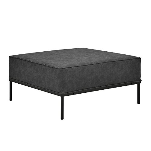 [en.casa] Taburete para adaptar a sofá Negro - decoración del hogar - con armazón y cojín Acolchado cómodo - imitación Ante