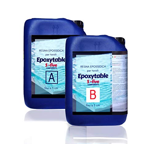 Epoxytable - Resina epoxi para mesas, fundidas de hasta 5 cm de altura, no tóxica, transparente, bicomponente, creación de mesas de madera y resina, revestimiento de superficies Epoxytable - Resina epoxi para mesas, fundidas de hasta 5 cm de altura, no tóxica, transparente, bicomponente, creación de mesas de madera y resina, revestimiento de superficies