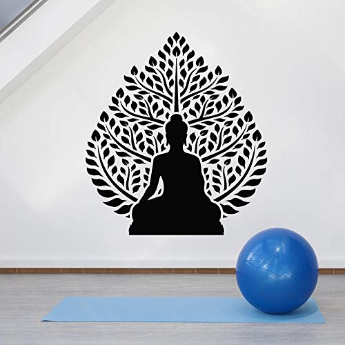 Etiqueta de la pared del árbol budista Zen Yoga sala de meditación tiempo de relajación dormitorio decoración interior vinilo ventana pegatina papel tapiz artístico
