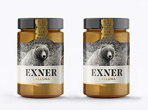 EXNER Miel de CALLUNA (Brezo) - Cruda 100% Raw Honey Artesana - 2 x 420 gr - Naturaleza y Montaña, Pura, Sin filtrar, Sin pasteurizar, Sin gluten