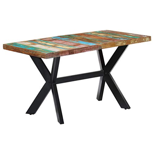 Festnight Mesa Comedor de Madera Maciza de reciclada 140x70x75 cm Mesa de Comedor Mesa Salón o Cocina Festnight Mesa Comedor de Madera Maciza de reciclada 140x70x75 cm Mesa de Comedor Mesa Salón o Cocina