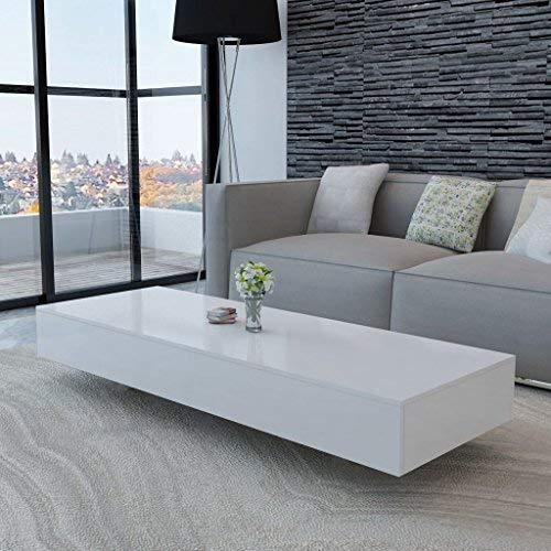 Festnight Mesa de Centro Rectangular en Blanco Brillante Moderno 115 x 55 x 31 cm Festnight Mesa de Centro Rectangular en Blanco Brillante Moderno 115 x 55 x 31 cm