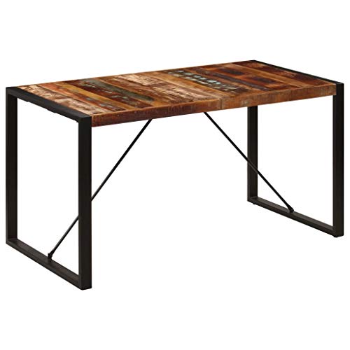 Festnight Mesa de Comedor Madera Maciza de Reciclada Estilo Industrial 140 x 70 x 75 cm