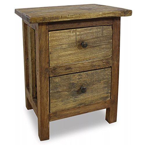 Festnight Mesita de Noche con 2 Cajones Mesa Auxiliar Soporte para Teléfonos de Estilo Vintage Hecho a Mano Madera Maciza Reciclada 40x30x51cm Festnight Mesita de Noche con 2 Cajones Mesa Auxiliar Soporte para Teléfonos de Estilo Vintage Hecho a Mano Madera Maciza Reciclada 40x30x51cm