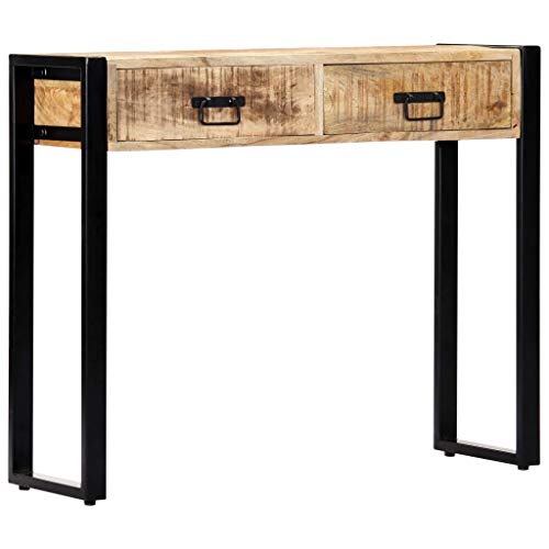 Festnight Mueble Recibidor Consola Consola Recibidor Escritorio con Ccajones Mesa Consola de Madera Maciza de Mango 90x30x75 cm