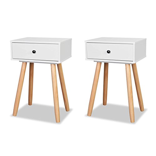 Festnight Set de Mesitas de Noche 2 uds con 1 Cajón Mesas de Café Mesas para Plantas Madera Maciza de Pino,40x30x61cm (Blanco) Festnight Set de Mesitas de Noche 2 uds con 1 Cajón Mesas de Café Mesas para Plantas Madera Maciza de Pino,40x30x61cm (Blanco)