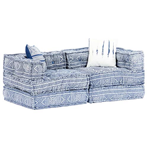 Festnight Sofá Cama Modular de 2 Plazas Sofa Dos Plazas Sofas Modulares Tela Patchwork Añil Festnight Sofá Cama Modular de 2 Plazas Sofa Dos Plazas Sofas Modulares Tela Patchwork Añil