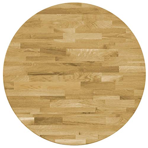 Festnight Tablero de la Mesa Redonda Madera Maciza de Roble 23 mm 700 mm Festnight Tablero de la Mesa Redonda Madera Maciza de Roble 23 mm 700 mm