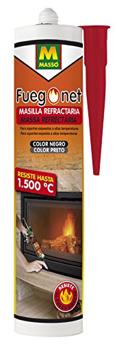 FUEGO NET Fuegonet 231194 Masilla Refractaria, Negro, 3x5x23 cm