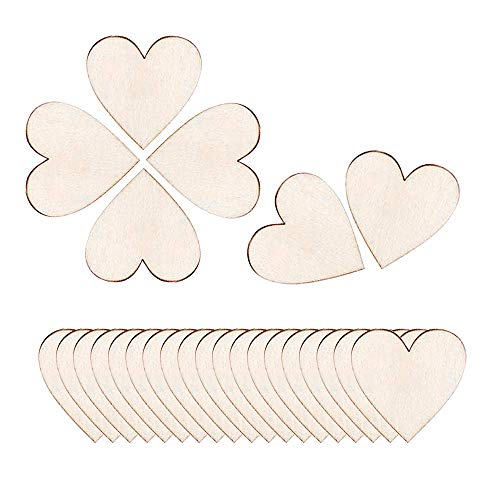 GLOBALDREAM Corazones de Madera, 30mm Corazones de Amor Pequeño Corazón de Madera Inacabado Piezas de madera en blanco artesanales Mesa de boda rústica Dispersión Confeti, 200 piezas