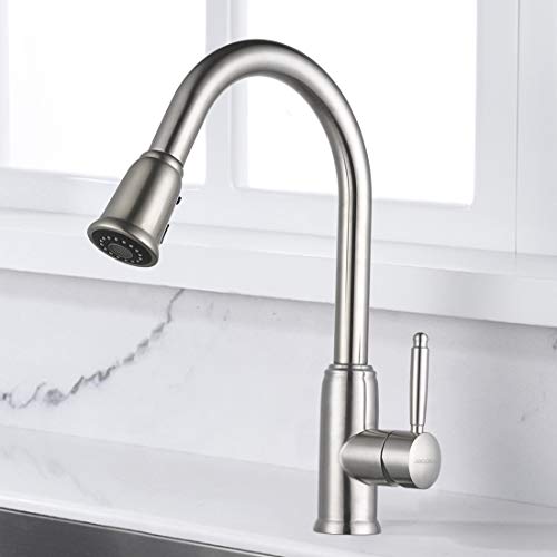 Grifo de Cocina Extraible Giratorio de 360° con 3 Modos de Chorro, Grifo Mezclador Monomando Cocina de Acero Inoxidable, Grifo Alto Lavabo Níquel Cepillado Grifo Fregadero para Cocina Grifo de Cocina Extraible Giratorio de 360° con 3 Modos de Chorro, Grifo Mezclador Monomando Cocina de Acero Inoxidable, Grifo Alto Lavabo Níquel Cepillado Grifo Fregadero para Cocina