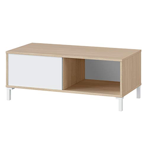 Habitdesign Mesa de Centro Fija, Mesa Auxiliar, Modelo Brooklyn, Acabado en Roble Canadian y Blanco Artik, Medidas: 100 cm (Largo) x 40 cm (Alto) x 50 cm (Fondo) Habitdesign Mesa de Centro Fija, Mesa Auxiliar, Modelo Brooklyn, Acabado en Roble Canadian y Blanco Artik, Medidas: 100 cm (Largo) x 40 cm (Alto) x 50 cm (Fondo)