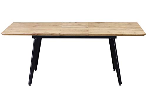 HABITMOBEL Mesa Comedor Extensible, Metal, Madera,160~200 x 90 cms