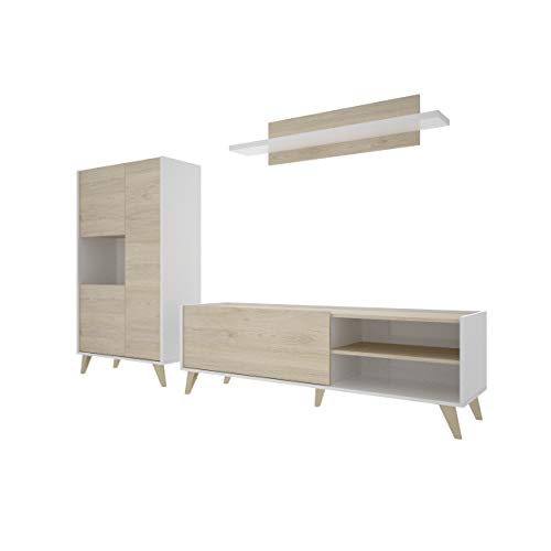 HABITMOBEL Mesa de Television con Vitrina Aparador y Estante Incluido HABITMOBEL Mesa de Television con Vitrina Aparador y Estante Incluido