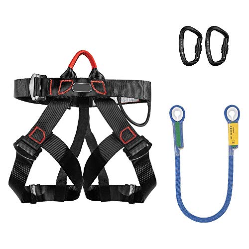 HGXC Kit de arnés de Escalada Cinturón de Seguridad de Medio Cuerpo con Cuerda y mosquetones para Rescate de Incendios, Escalada en Roca de Gran altitud