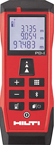 Hilti 2212517 Medidor láser robusto con funciones de medición inteligentes y conectividad Bluetooth para aplicaciones de interiores, 1.5 V, Rojo