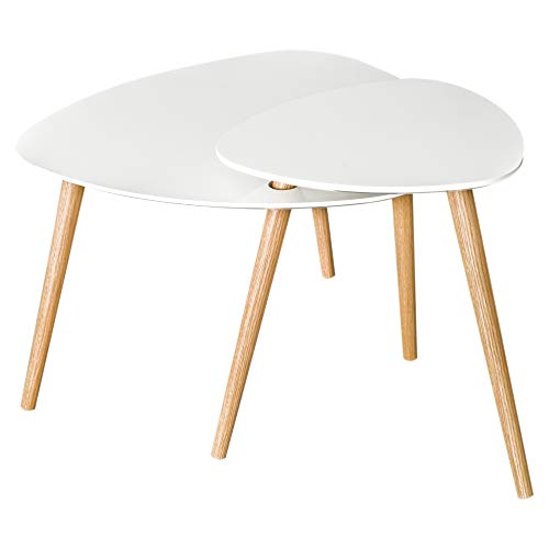 HOMCOM Mesa de Café Mesita de Centro Nórdico Pata de Madera Maciza Mesa Juego Auxiliar para Salón Mesa Triángulo Original 75.5x59.5x45.5cm