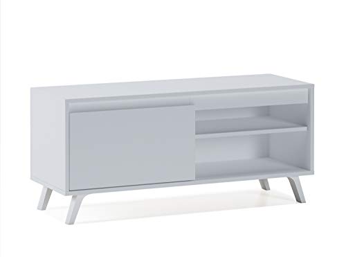 Home Heavenly® - Mueble TV salón Comedor Dallas, Mesa televisión Estilo nórdico con Amplio Espacio de almacenaje, fabricación Europea, en Blanco y Blanco/Roble Natural (100 cm, Blanco)