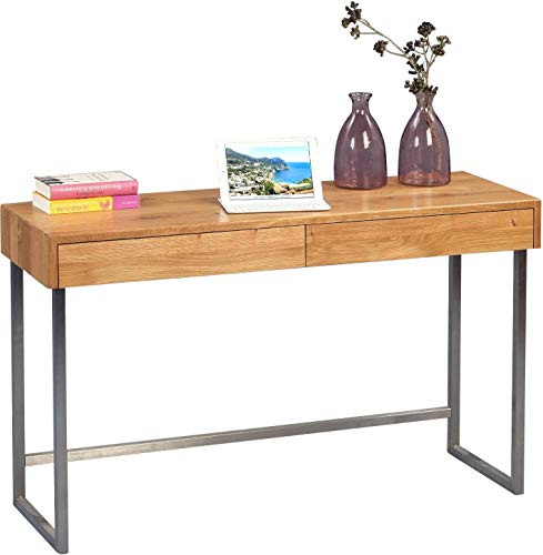 HomeTrends4You 616022 - Consola/Escritura Mesa, Madera, Madera de Roble/Acero Inoxidable, 120 x 42 x 75 cm