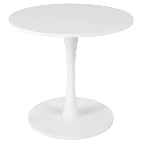 Homfa Mesa de Comedor Redonda Mesa de Cocina Redonda Mesa Auxiliar Madera para Cocina Oficina Salón Balcón Blanca 78x78x71cm