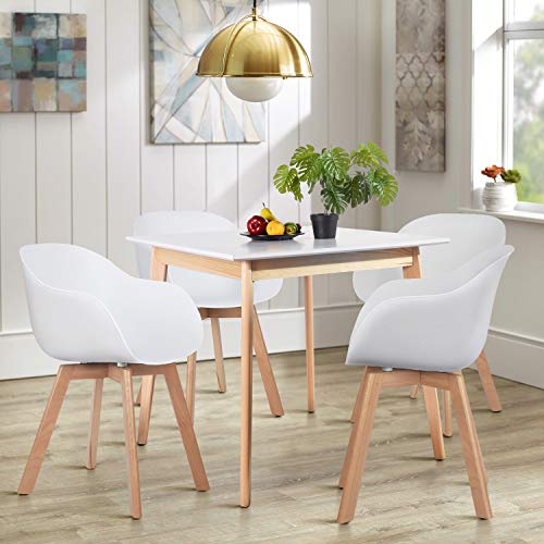 HOMYCASA Mesa redonda/cuadrada moderna mesa de comedor 80 cm muebles de cocina comedor para 4 personas (madera)