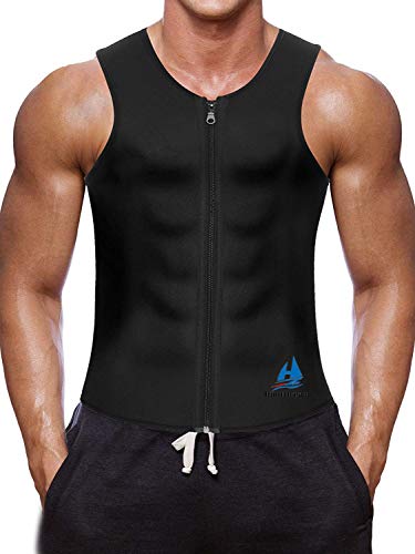 HuntDream Chaleco de Entrenamiento de Cintura para Hombres Corsé de Neopreno Caliente Body Shaper Workout Shirt
