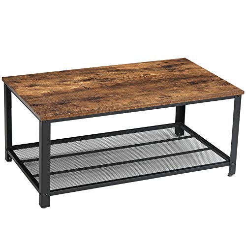 IBUYKE Mesa de Centro en diseño Industrial, 105x45x60 cm, para la televisión, para el salón, con Gran Estante, Patas Regulables, Protege el Suelo, con Estructura de Metal TMJ012H IBUYKE Mesa de Centro en diseño Industrial, 105x45x60 cm, para la televisión, para el salón, con Gran Estante, Patas Regulables, Protege el Suelo, con Estructura de Metal TMJ012H