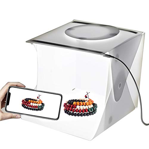 iFCOW Mini caja de luz plegable para estudio de fotografía con tira de luces LED dual, 6 telones de fondo.