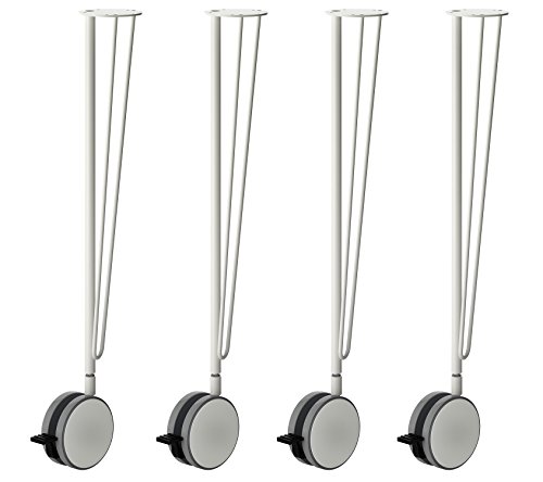IKEA Krille Patas de mesa de acero con ruedas giratorias con cerradura – 27.5 pulgadas – Cónico – Herramientas incluidas – Juego de 4 – Solo patas