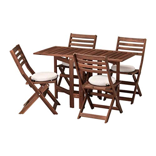 IKEA - Mesa y 4 sillas plegables de Applaro para exteriores, color marrón