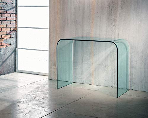 IMAGO FACTORY Bohemian | Consola de entrada – Puente de cristal curvado, mueble de salón moderno, consola salón de cristal, mueble de entrada, mueble de entrada, diseño moderno