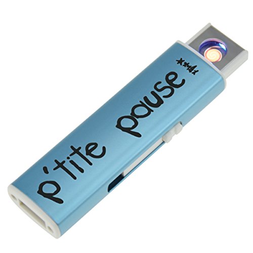 Incidencia Paris 31271 Encendedor USB P 'Tite Pause, Metal, Azul Metalizado, 8 x 0,8 x 2,2 cm